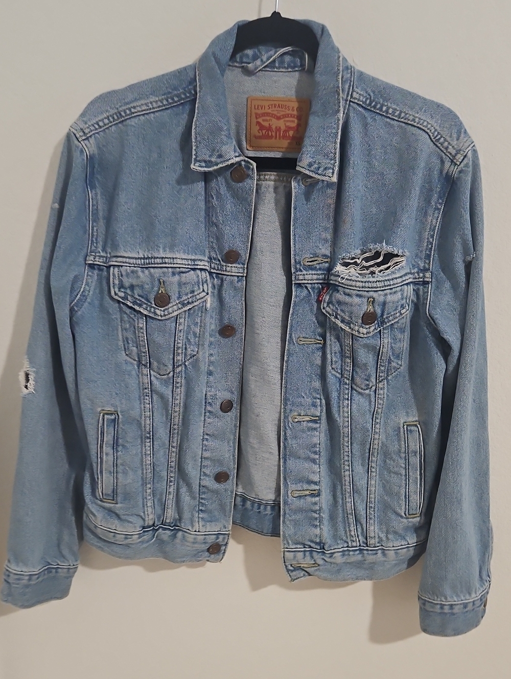 Levi's Light Blue Ripped Denim Trucker Jacket